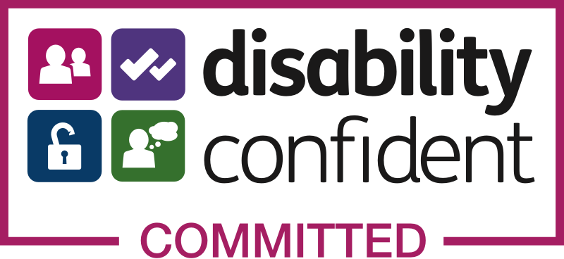 The logo for "Disability Confident Committed"