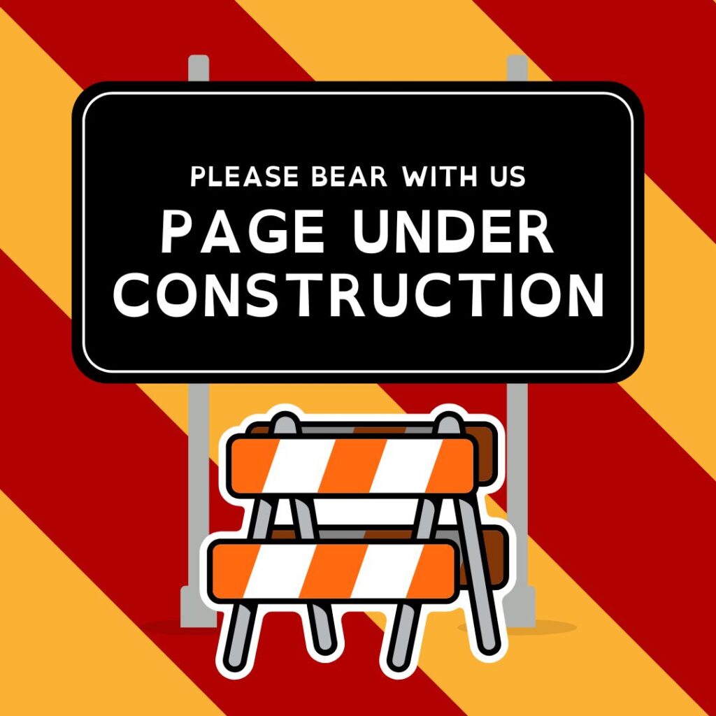 A graphic reading "Please bear with us. Page under construction".