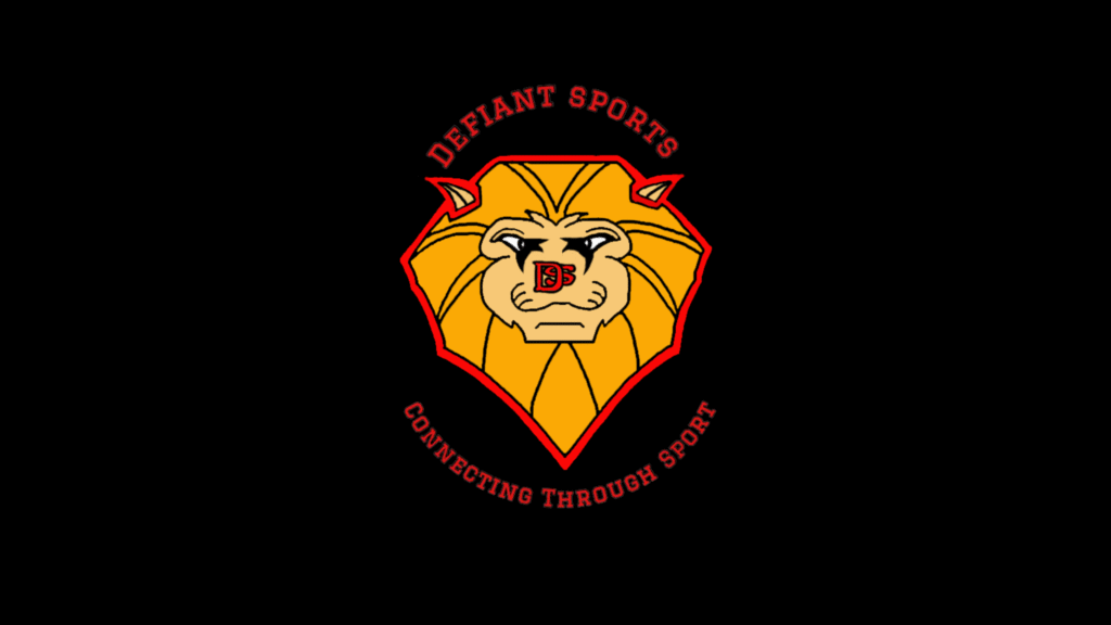 An image of the Defiant Sports logo on a black background.